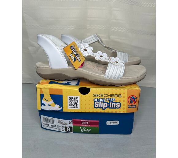 Skechers Shoes - Skechers Reggae Slim Blooming Romance Slip-Ins Sandals White Size 9